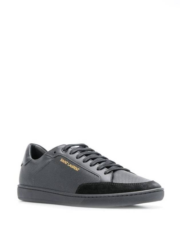 Luxury Saint Laurent Trending 2025 Court Classic Perforated Leather Low Top Sneakers Black