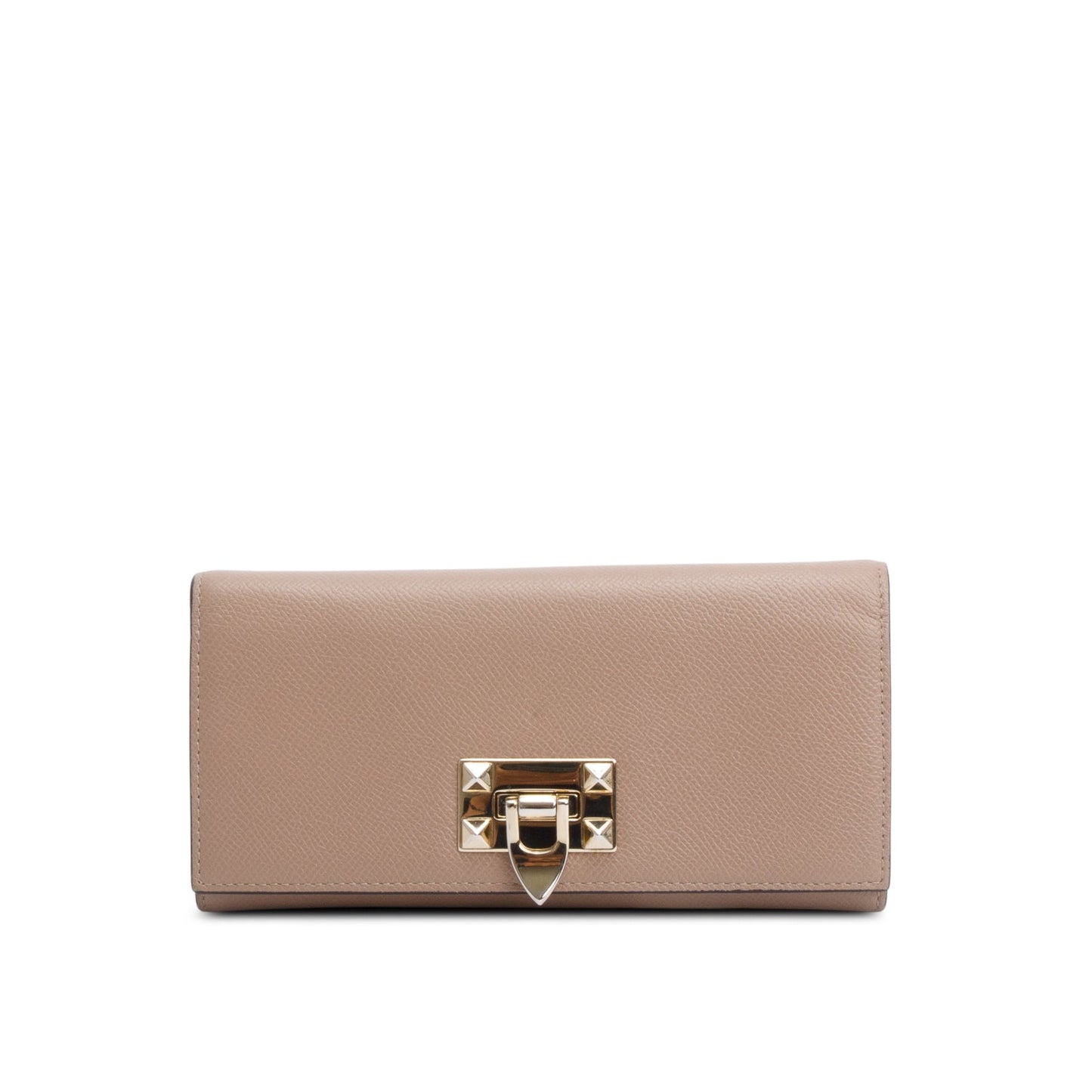 Valentino Beige Leather Flip-lock Continental Wallet
