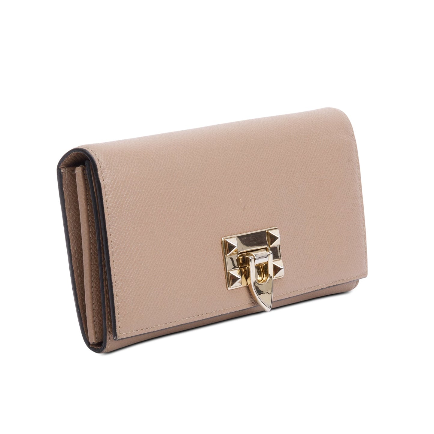 Valentino Beige Leather Flip-lock Continental Wallet