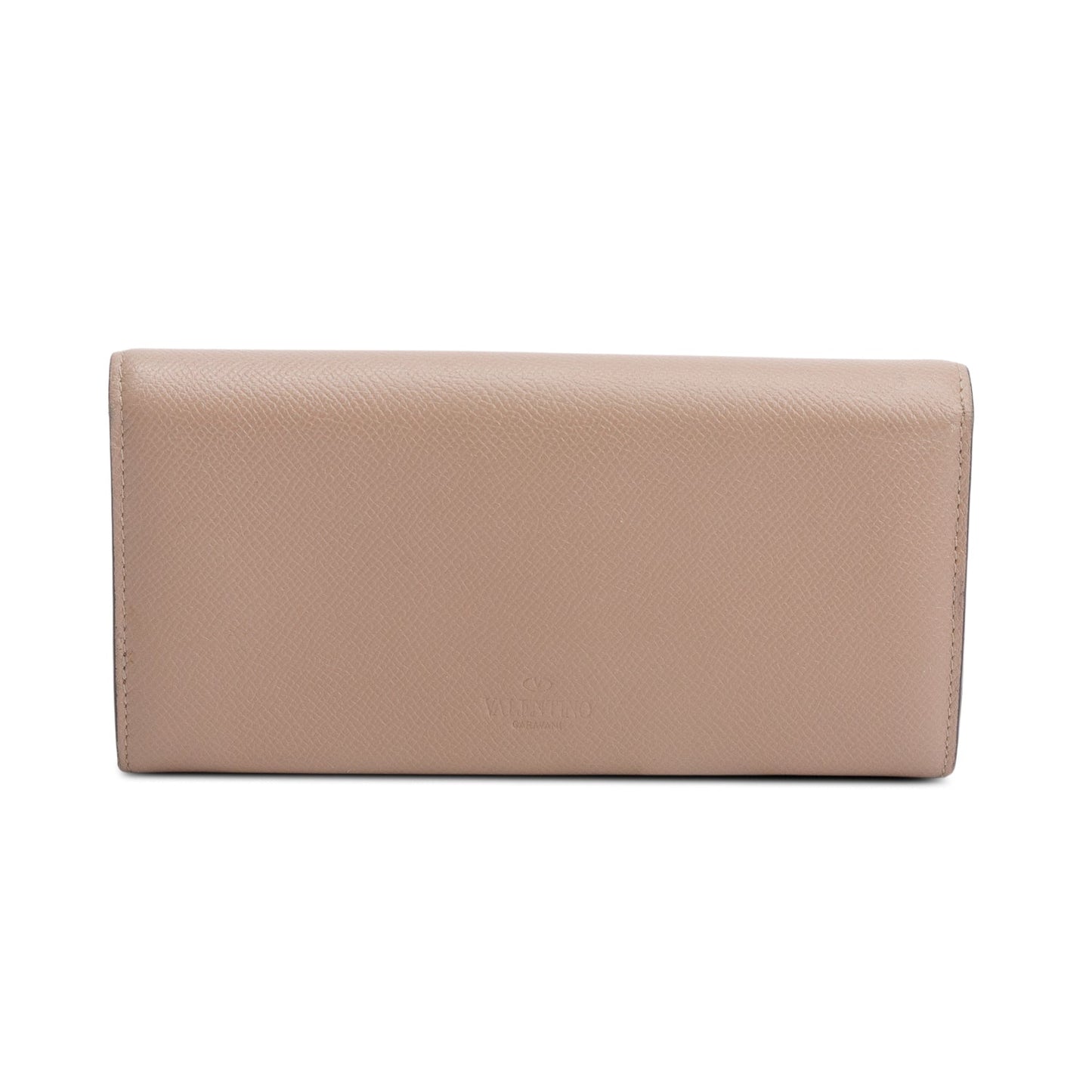 Valentino Beige Leather Flip-lock Continental Wallet