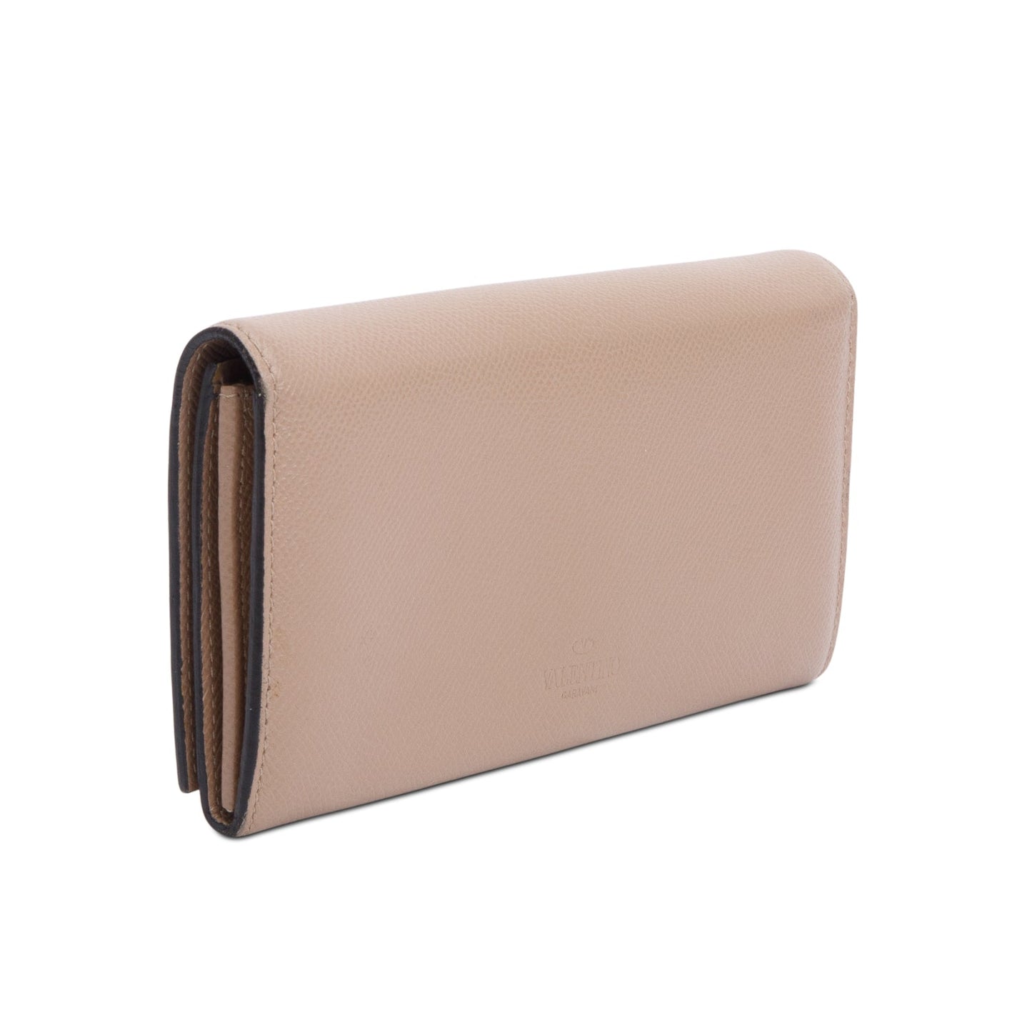 Valentino Beige Leather Flip-lock Continental Wallet