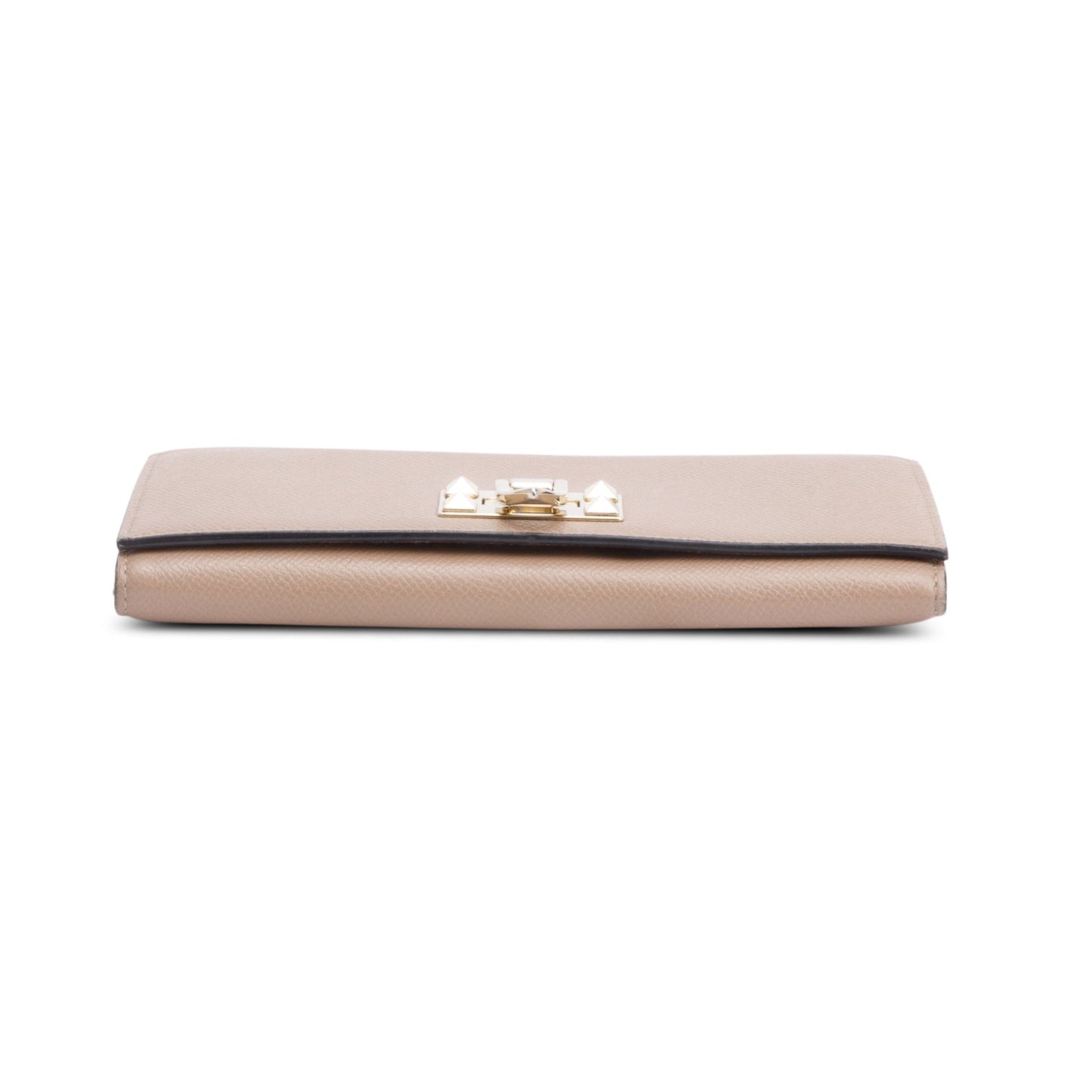 Valentino Beige Leather Flip-lock Continental Wallet