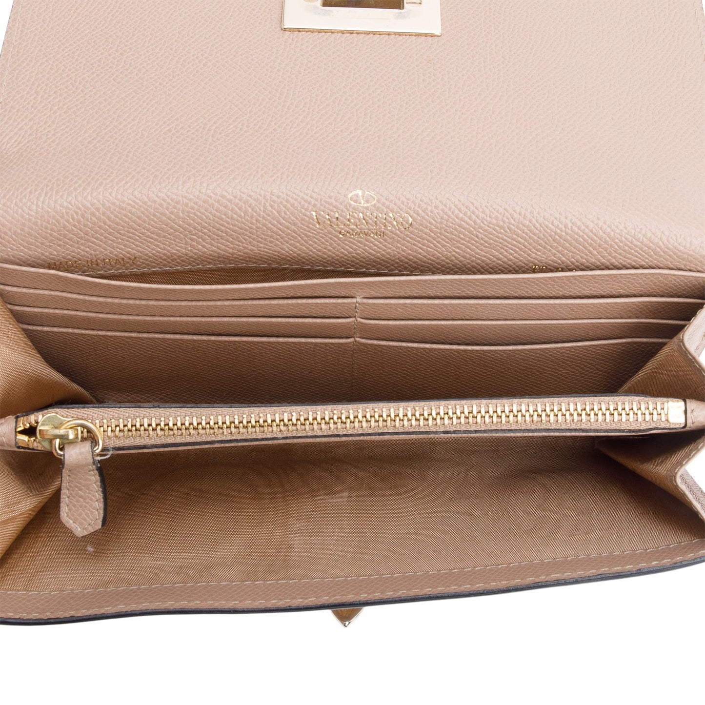 Valentino Beige Leather Flip-lock Continental Wallet