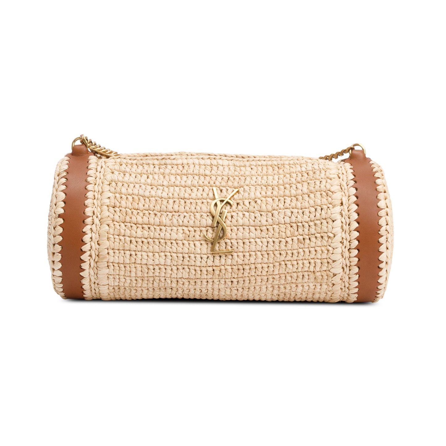 Saint Laurent 2024 Neutral Raffia Small Sade Tube Bag
