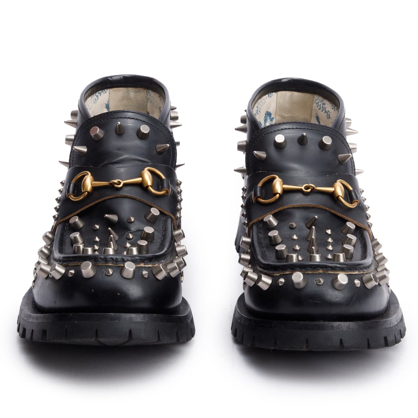 Gucci Black Horsebit Studded Leather Ankle Boots, Size 12
