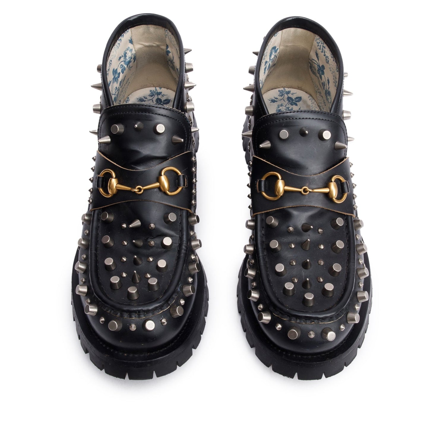 Gucci Black Horsebit Studded Leather Ankle Boots, Size 12