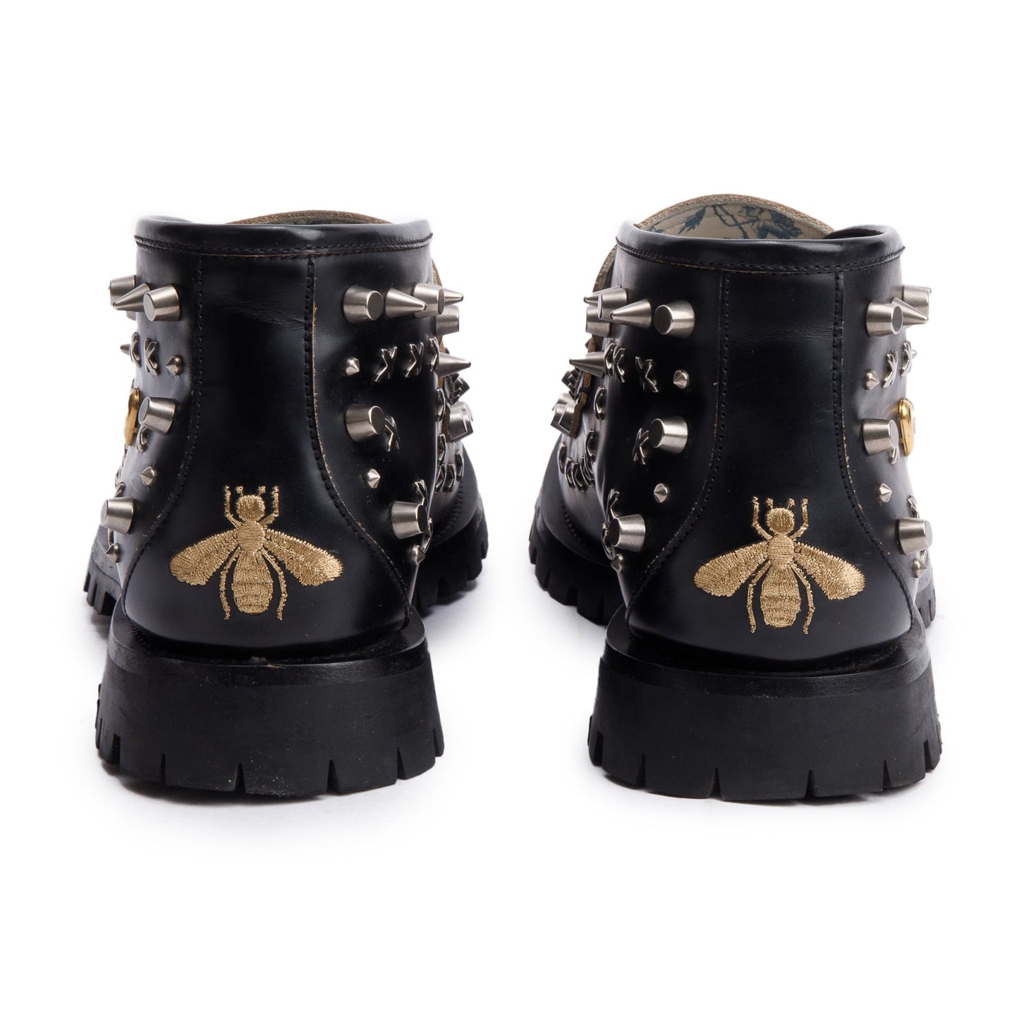 Gucci Black Horsebit Studded Leather Ankle Boots, Size 12