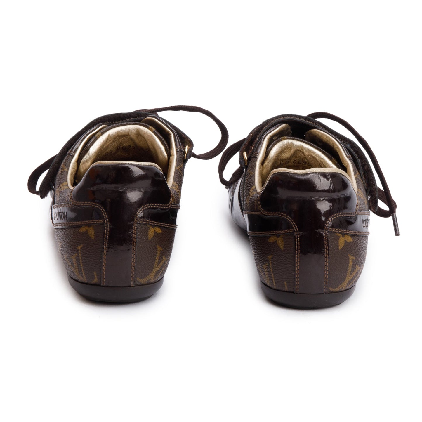 Louis Vuitton Monogram Canvas Brown Patent Leather Globe Trotter Sneakers, Size 39