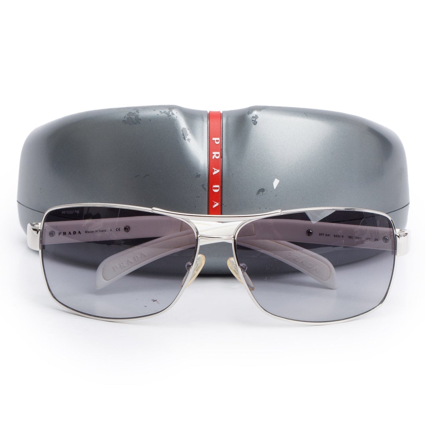 Prada SPS 54I White Linea Rossa Aviator Sunglasses