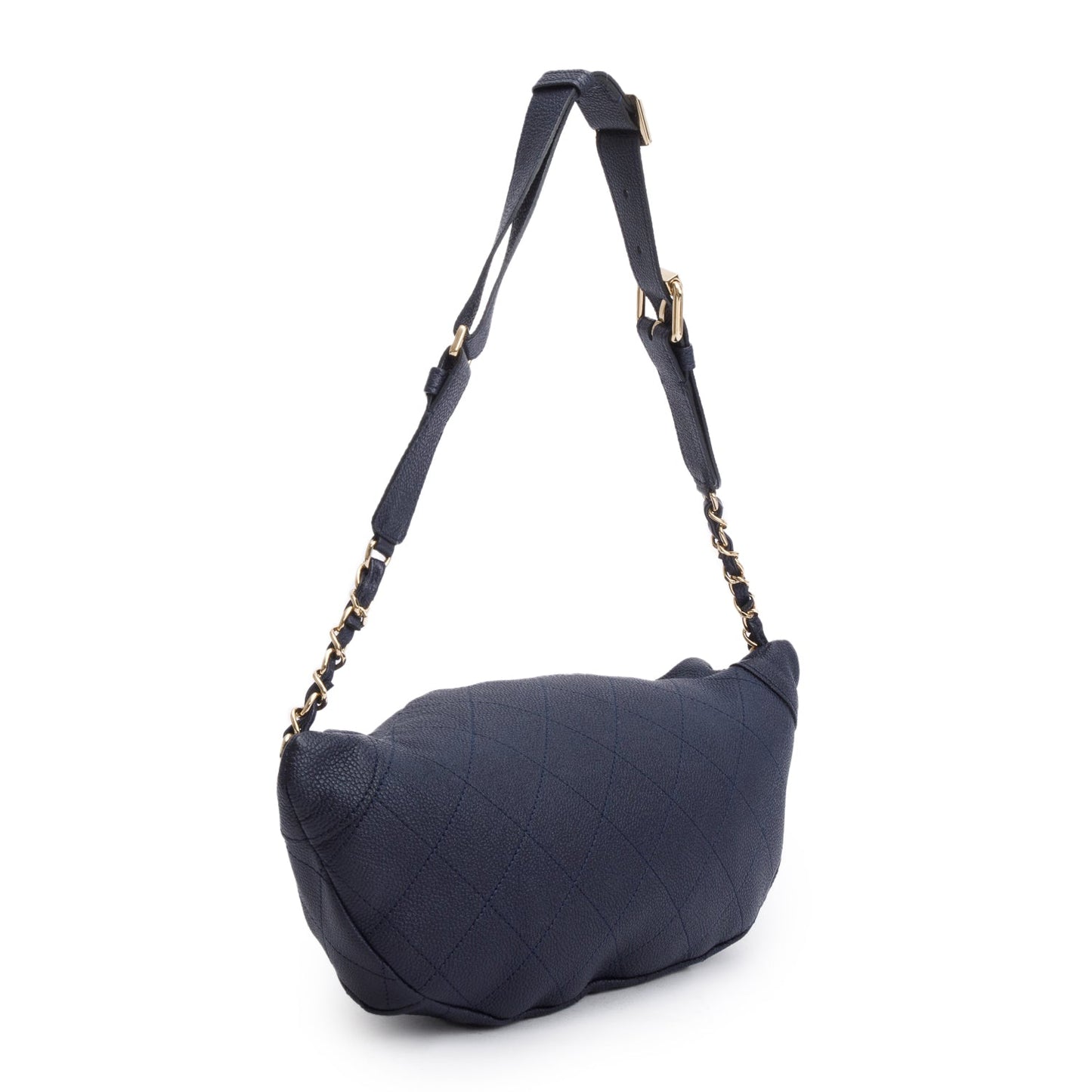 Chanel Navy Calfskin Leather Quilted Banane Waist Bag