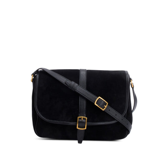 Saint Laurent Black Suede Medium Sorbonne Crossbody Bag