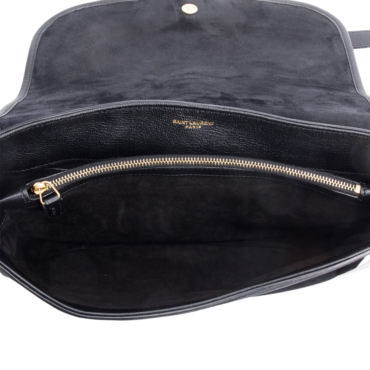Saint Laurent Black Suede Medium Sorbonne Crossbody Bag