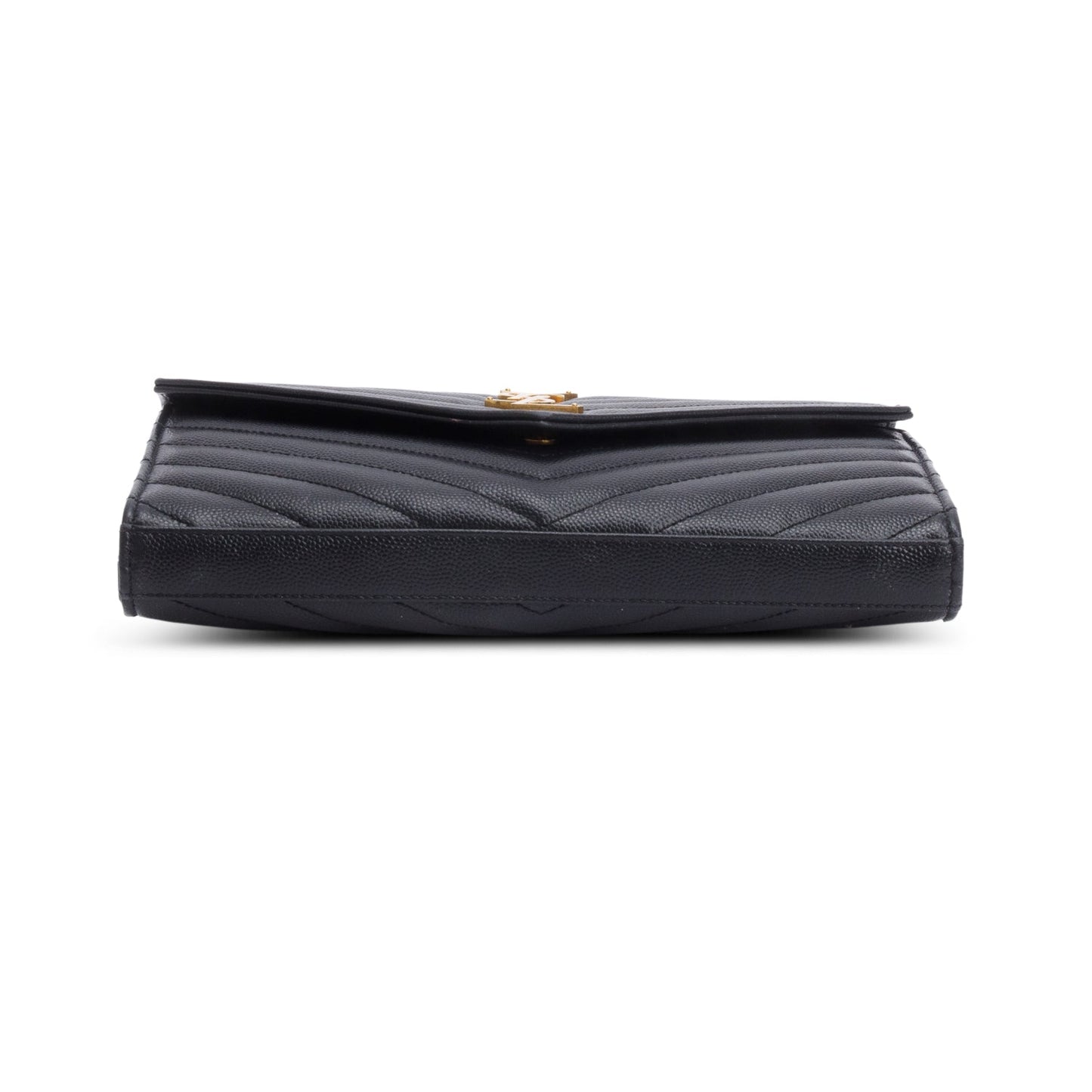 Saint Laurent Black Cassandre Matelasse Envelope Chain Wallet