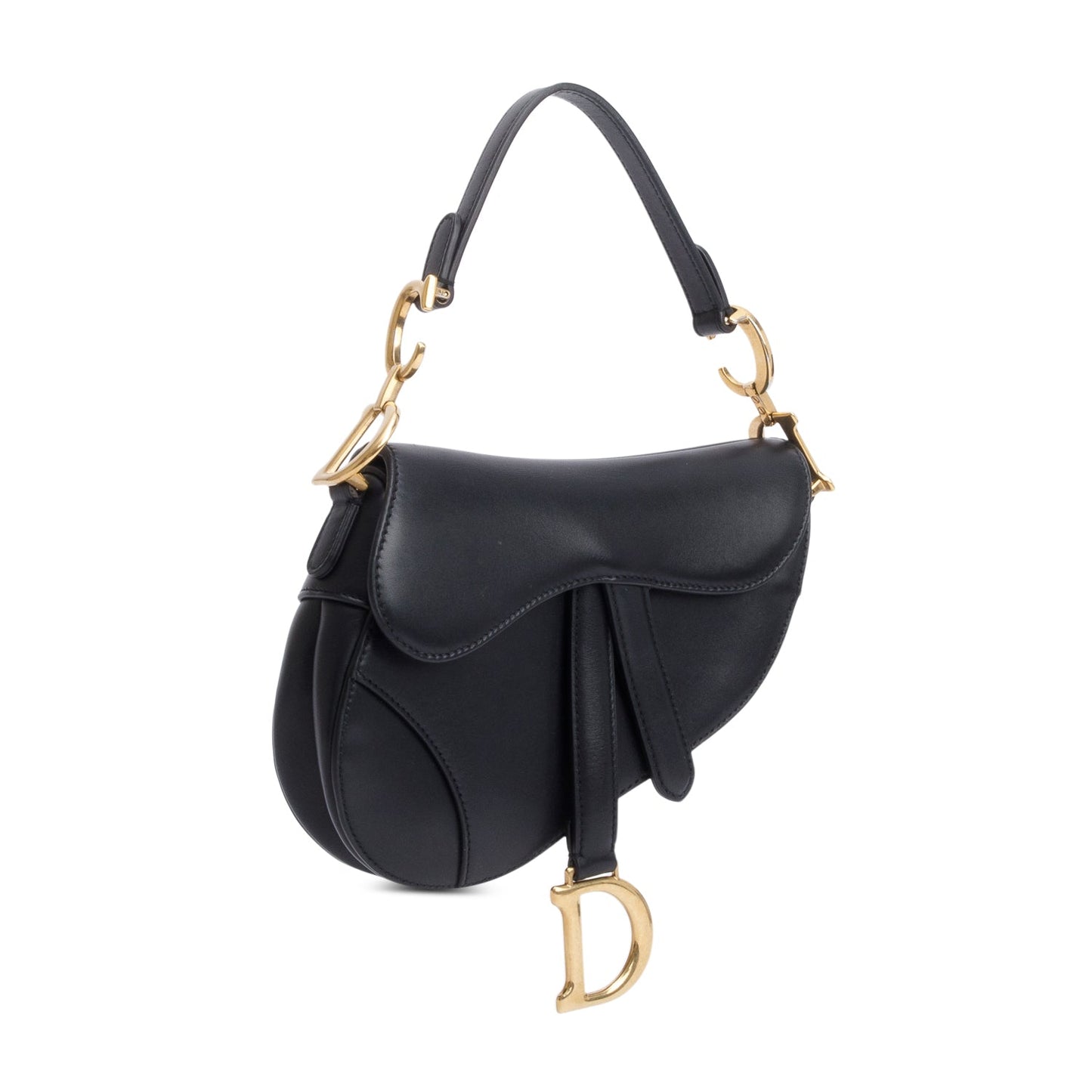 Christian Dior Black Smooth Leather Mini Saddle Bag