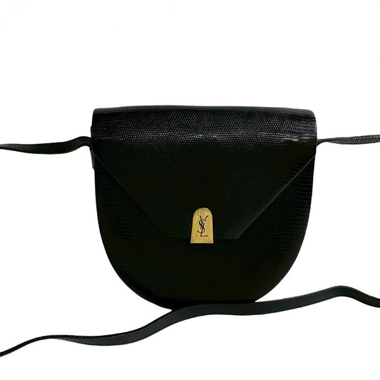 YVES SAINT LAURENT Shoulder Bag leather black YSL logo Women
