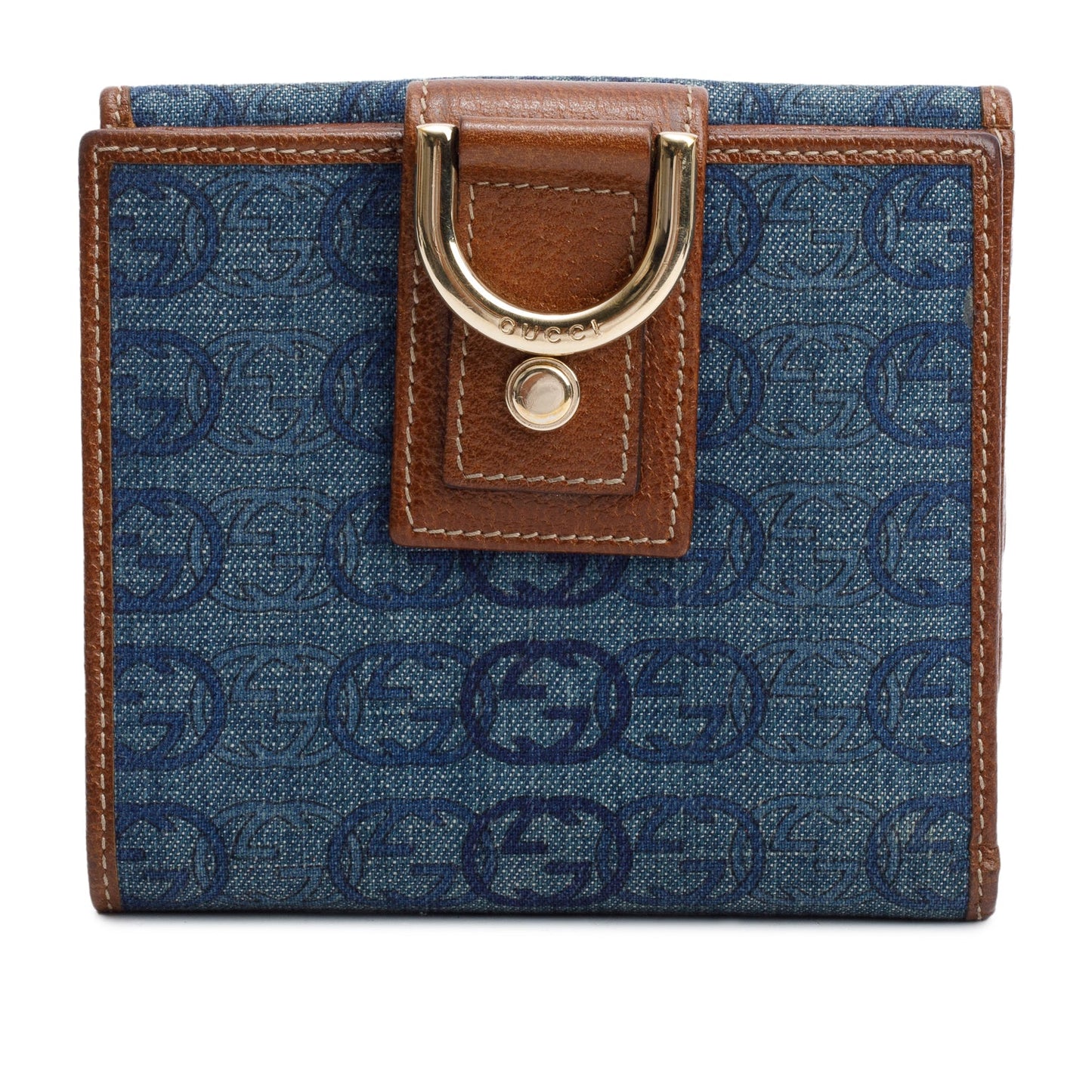 Gucci Blue Denim Abbey Printed Compact Wallet