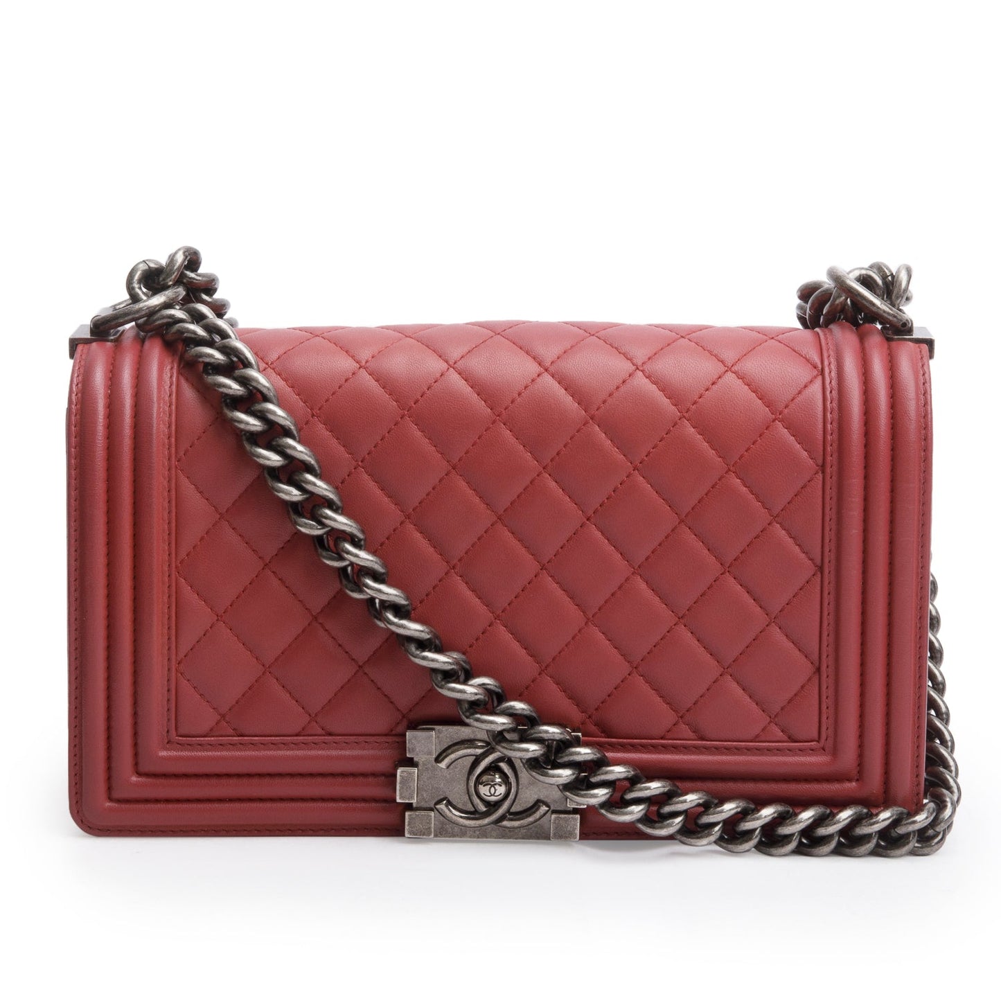 Chanel Pink Quilted Lambskin Leather Medium Boy Bag
