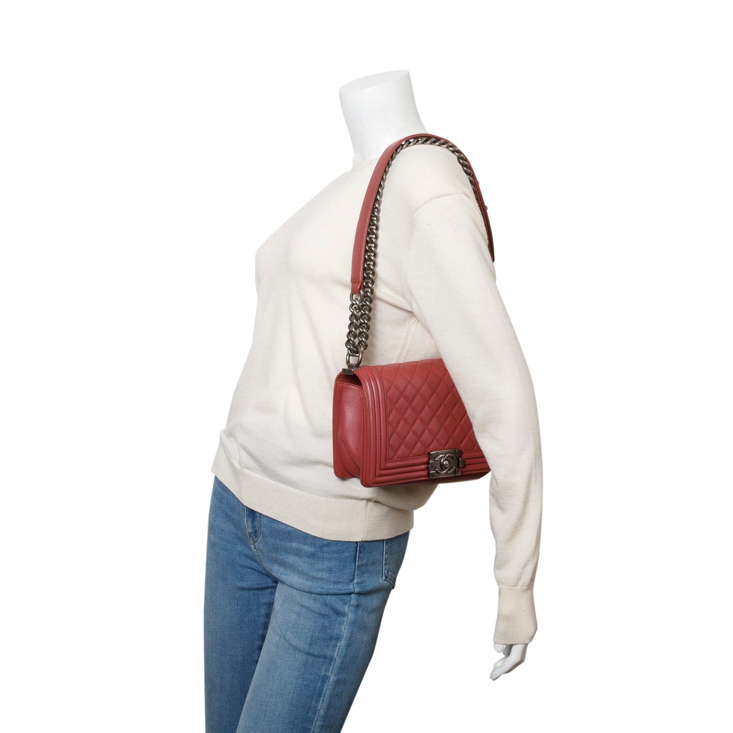 Chanel Pink Quilted Lambskin Leather Medium Boy Bag