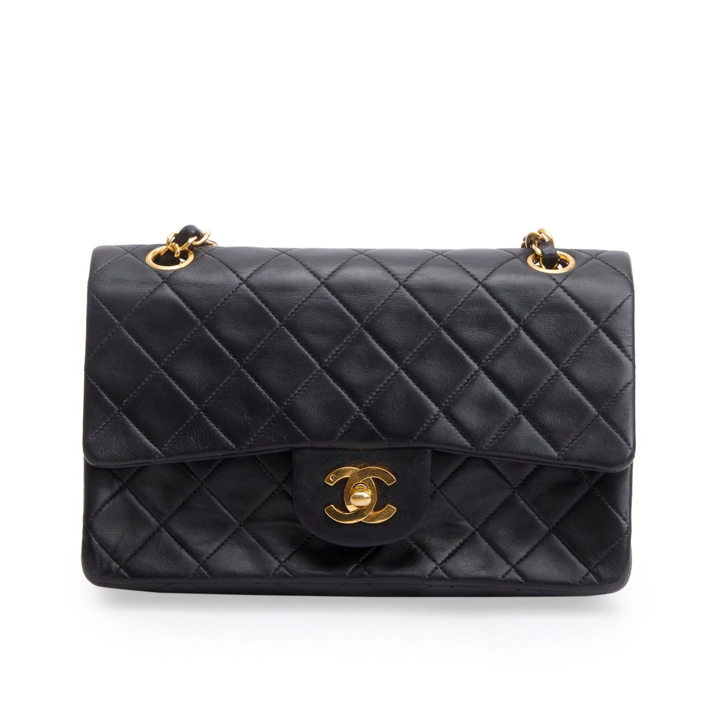 Chanel Vintage Black Lambskin Classic Small Double Flap Bag
