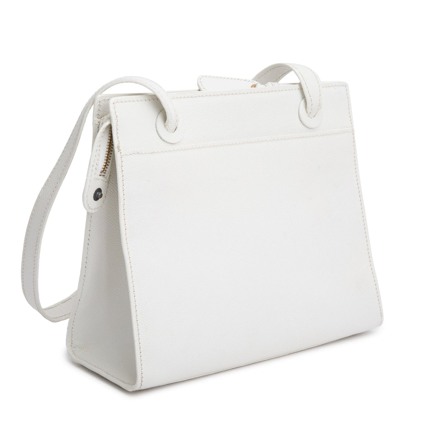 Chanel Vintage White Caviar Leather Logo Shoulder Bag