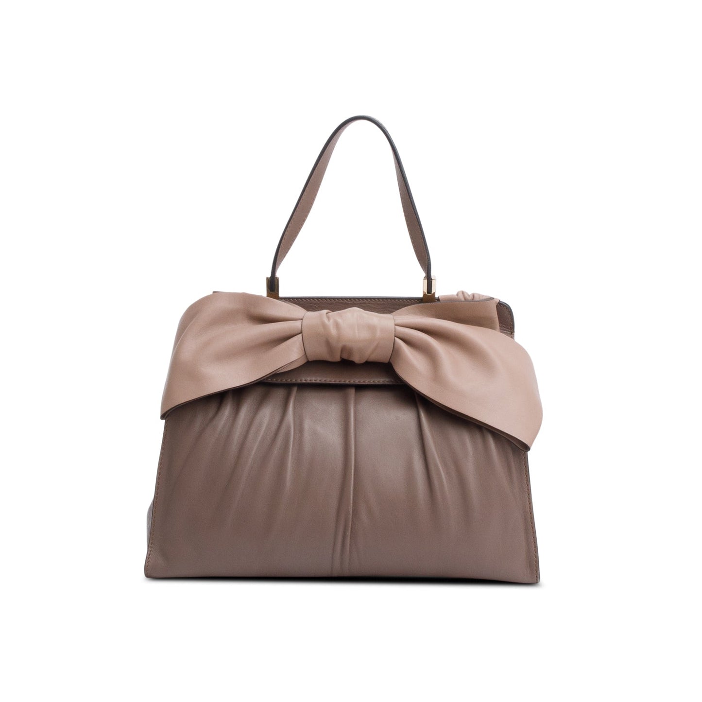 Valentino Taupe/Neutral Calfskin Leather Aphrodite Bow Bag