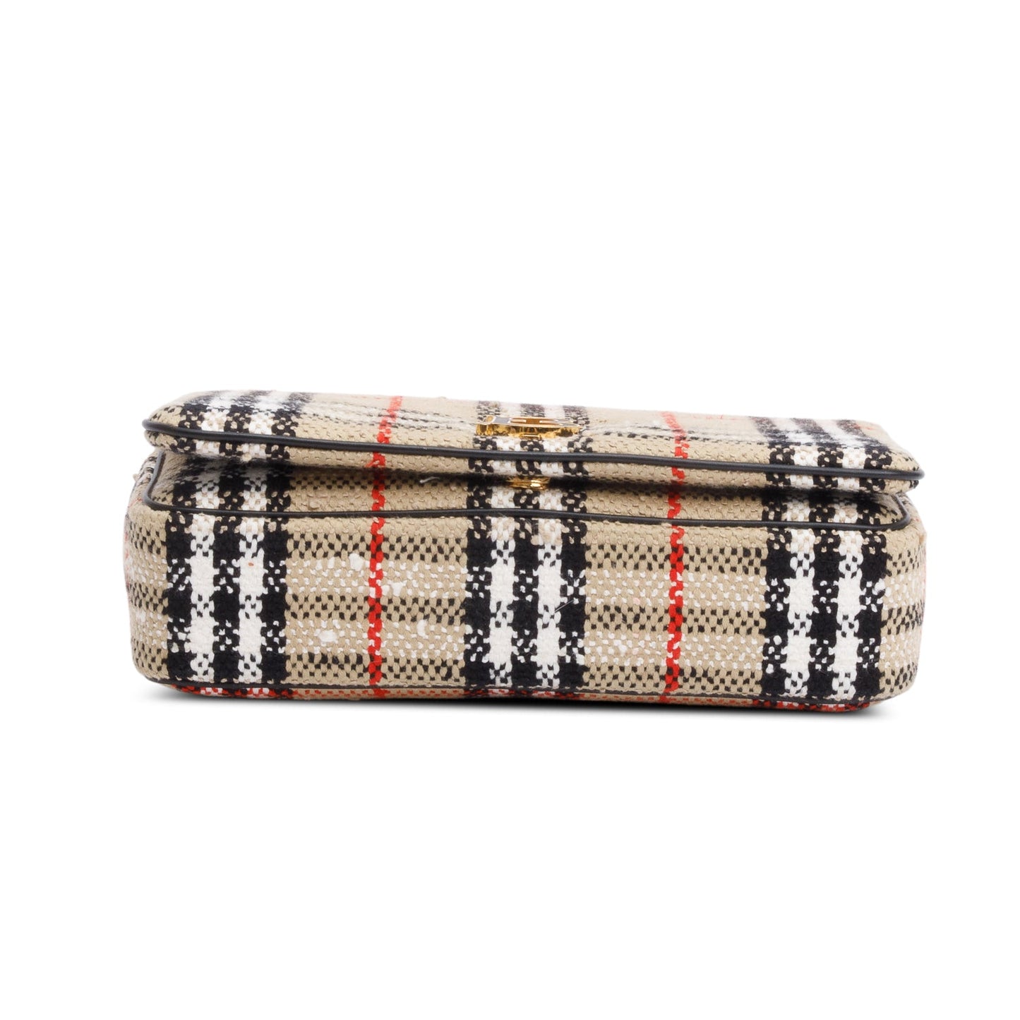 Burberry Beige Check Tweed Small Lola TB Shoulder Bag