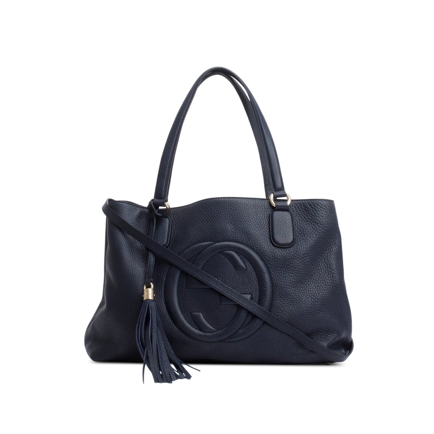 Gucci Navy Grained Leather Medium Soho Working Tote