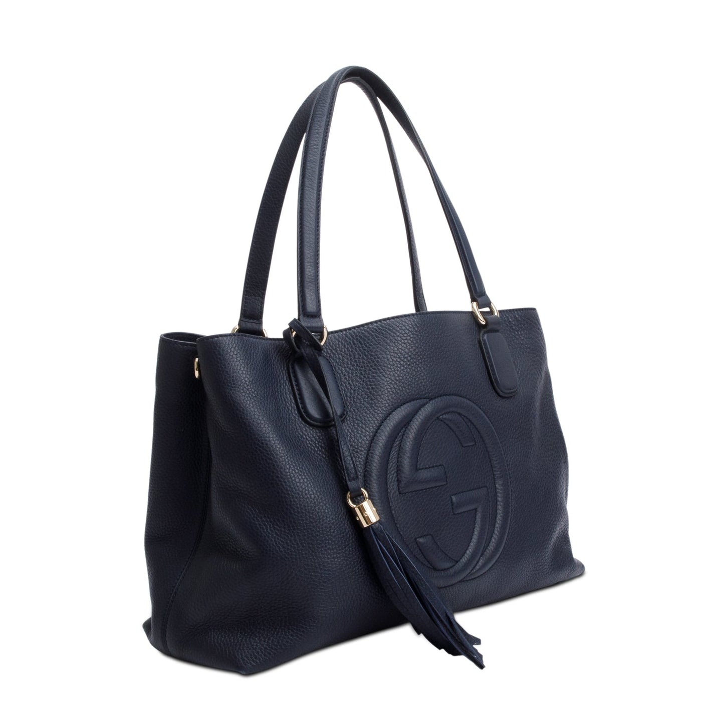 Gucci Navy Grained Leather Medium Soho Working Tote