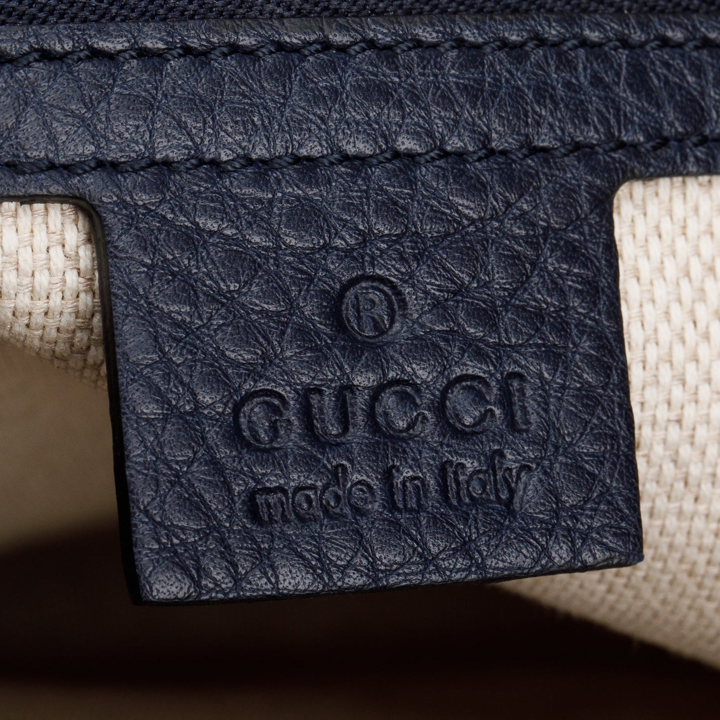 Gucci Navy Grained Leather Medium Soho Working Tote