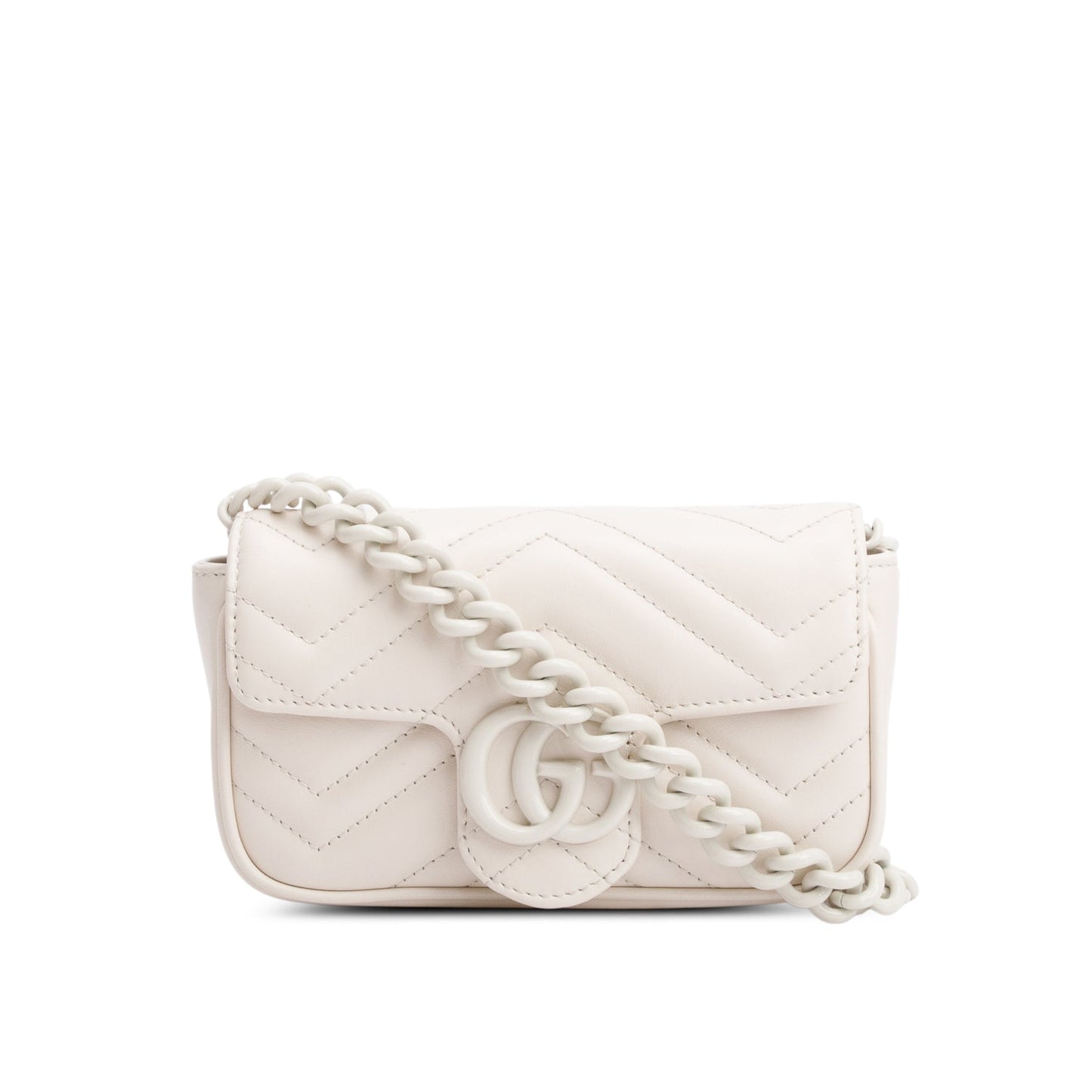Gucci White GG Marmont Matelasse Monochrome Belt Bag