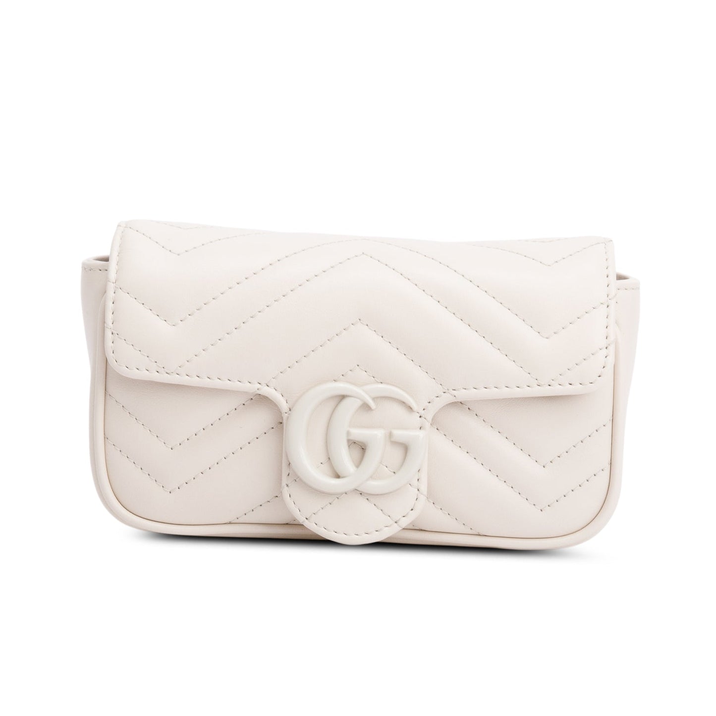 Gucci White GG Marmont Matelasse Monochrome Belt Bag