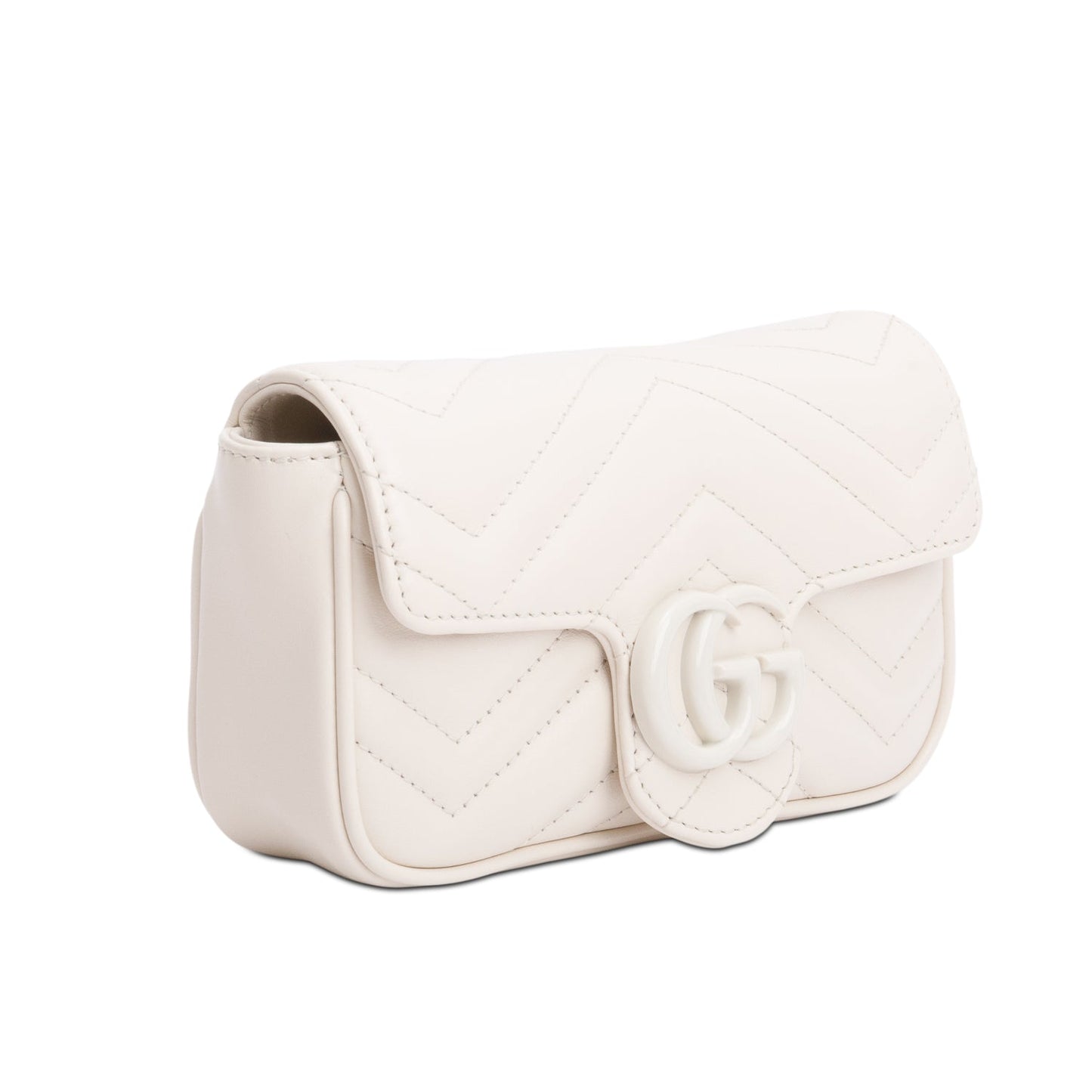 Gucci White GG Marmont Matelasse Monochrome Belt Bag