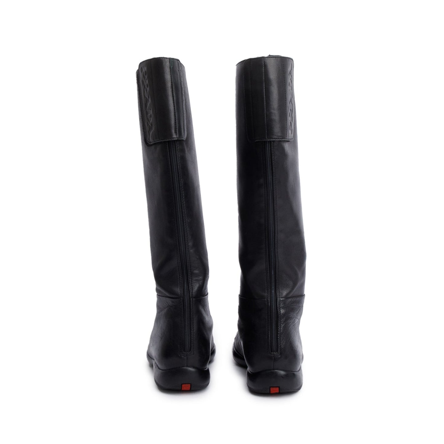Prada Black Leather Riding Boots, Size 8