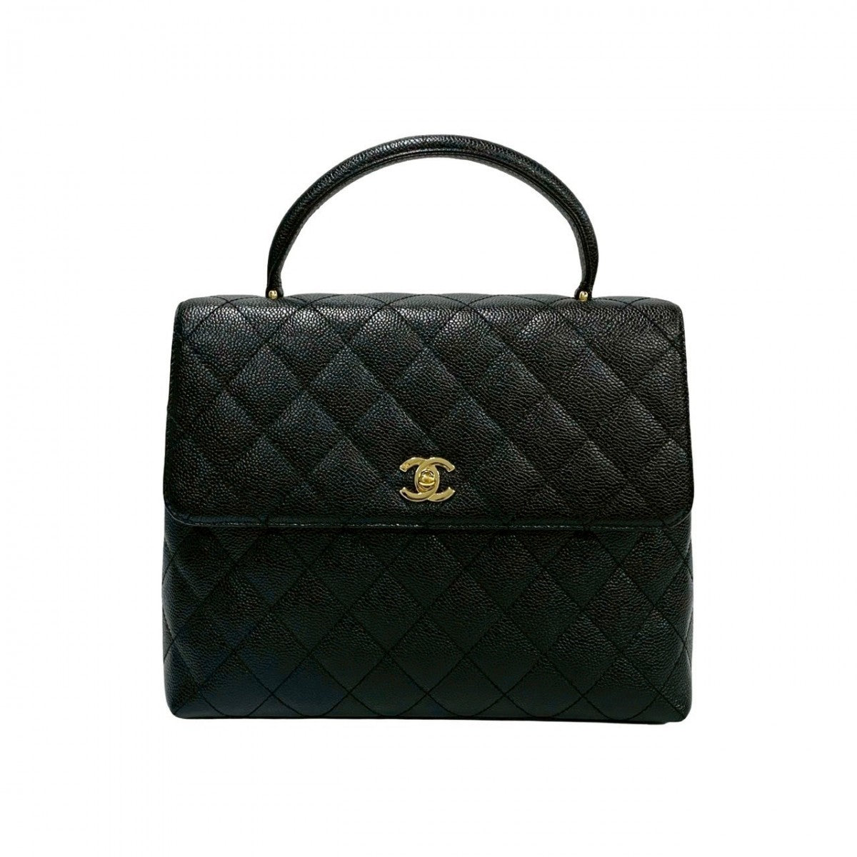 CHANEL Handbag Matt caviar skin black COCO Mark Matrasse Women