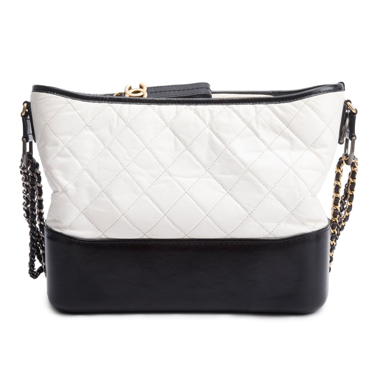 Chanel Black & White Aged Calfskin Leather Medium Gabrielle Hobo