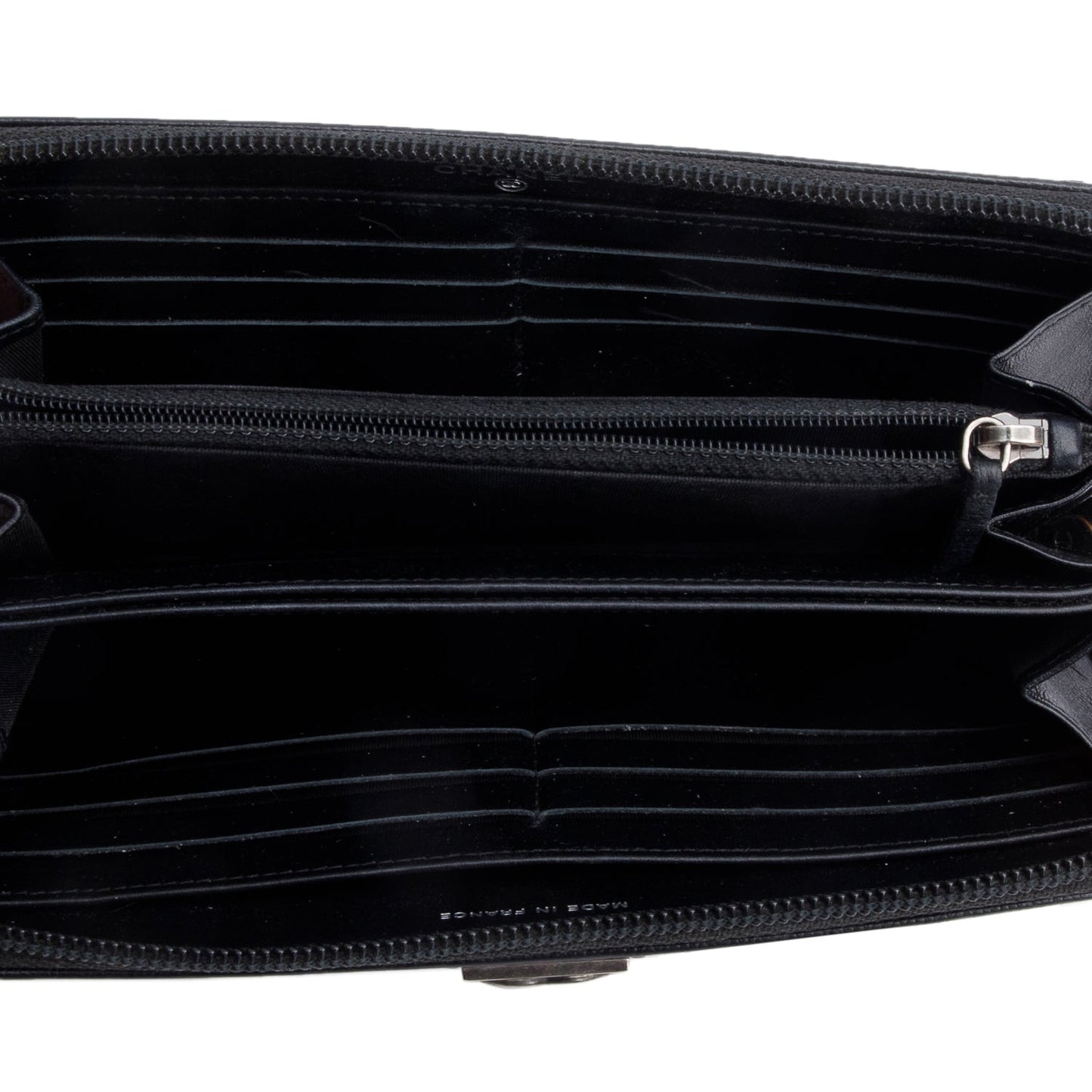 Chanel Black Caviar Leather Boy Long Zip Around Wallet