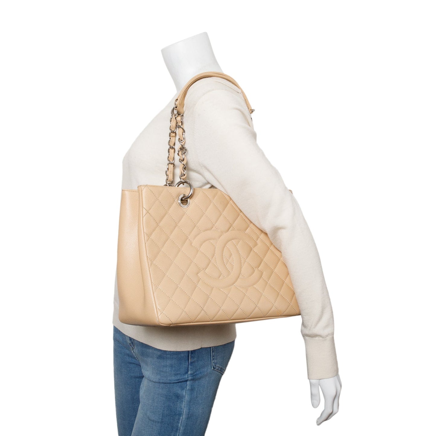 Chanel Beige Caviar Leather Grand Shopping Tote (GST)