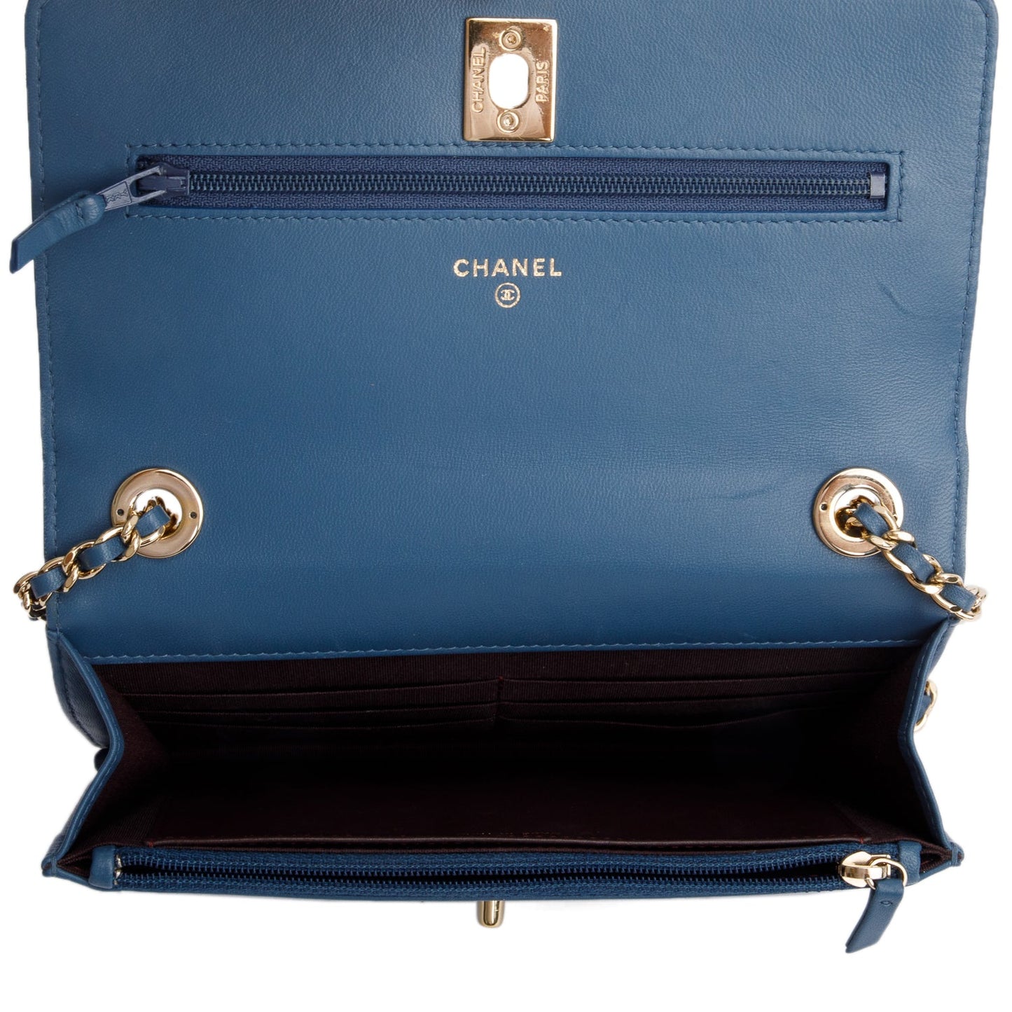 Chanel Blue Lambskin Leather Trendy CC Wallet on Chain