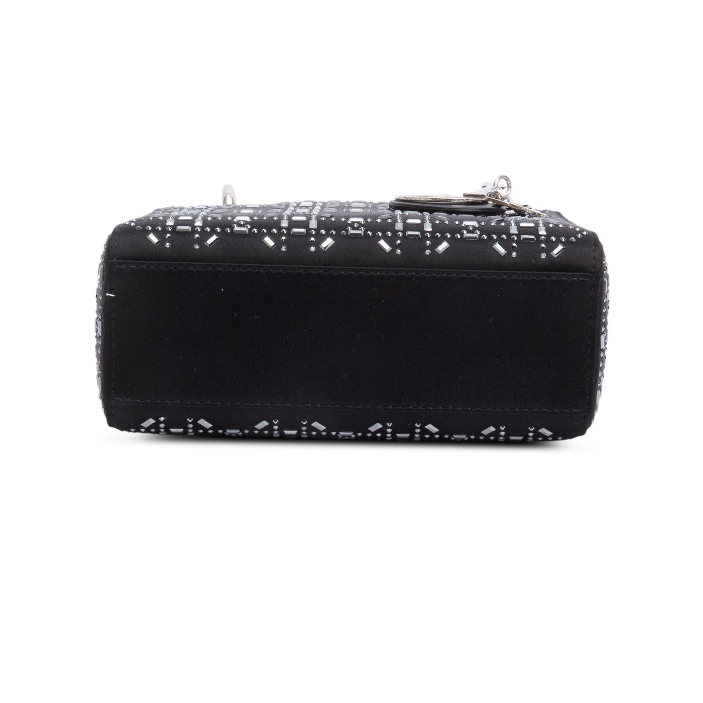 Christian Dior 2020 Black Strass Cannage Satin Mini Lady Dior Bag