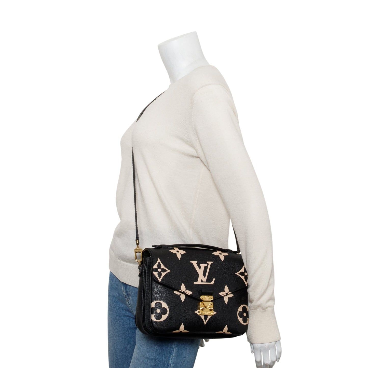 Louis Vuitton Black/Beige Bicolor Monogram Empreinte Leather Pochette Metis