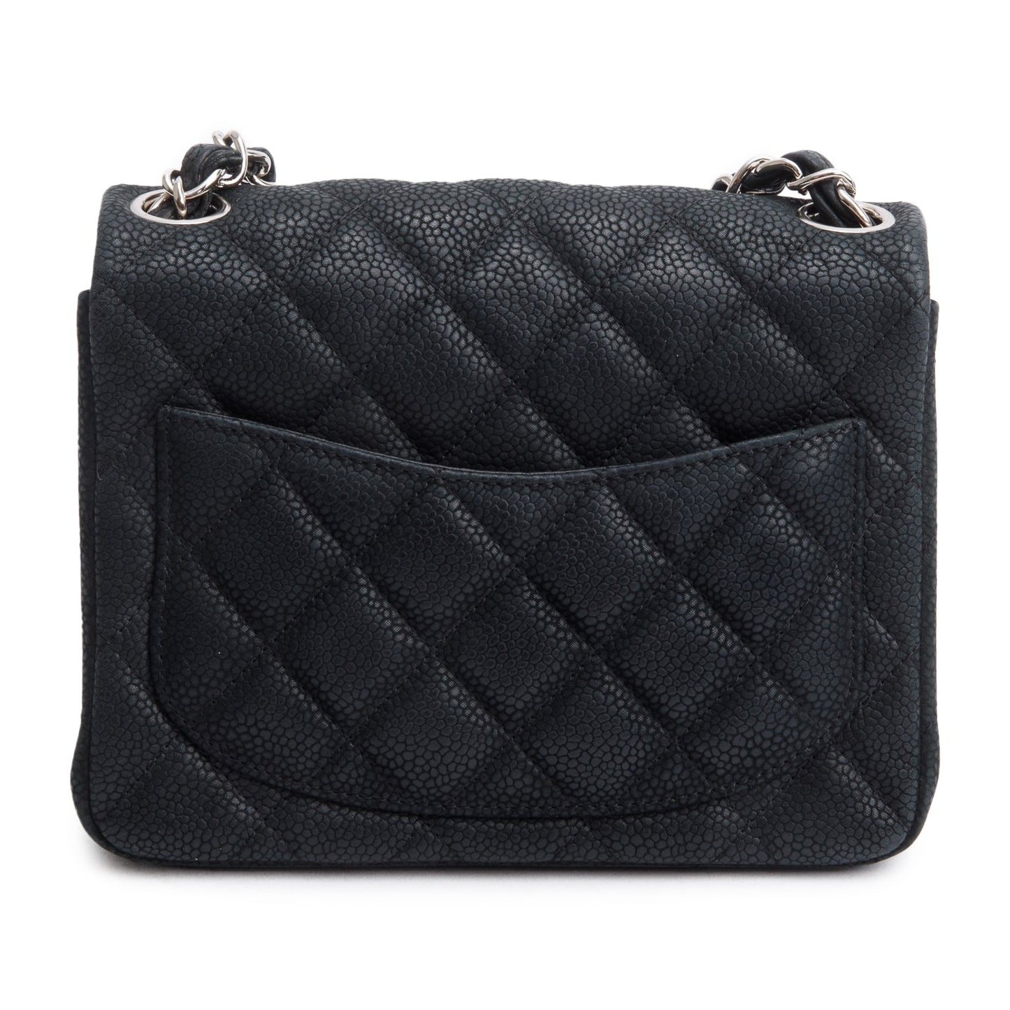 Chanel Black Quilted Matte Caviar Leather Classic Square Mini Flap Bag