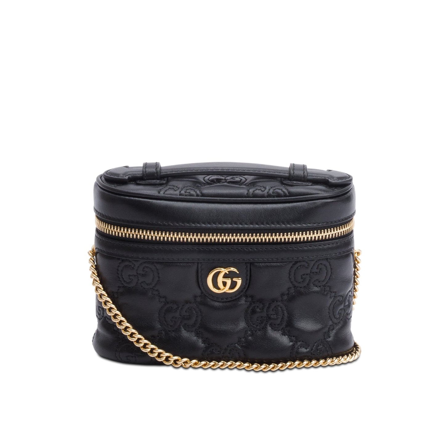 Gucci Black Calfskin GG Matelasse Leather Mini Top Handle Bag