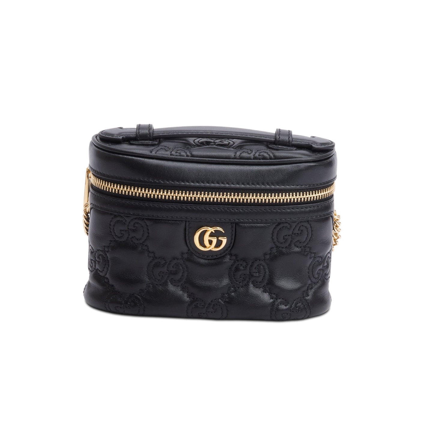 Gucci Black Calfskin GG Matelasse Leather Mini Top Handle Bag