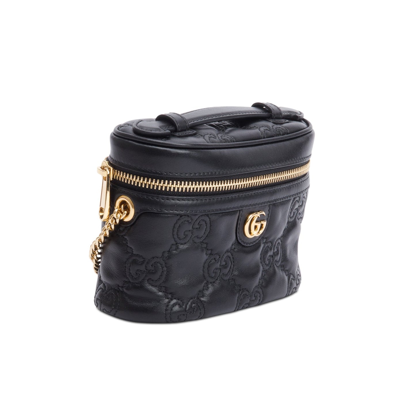 Gucci Black Calfskin GG Matelasse Leather Mini Top Handle Bag
