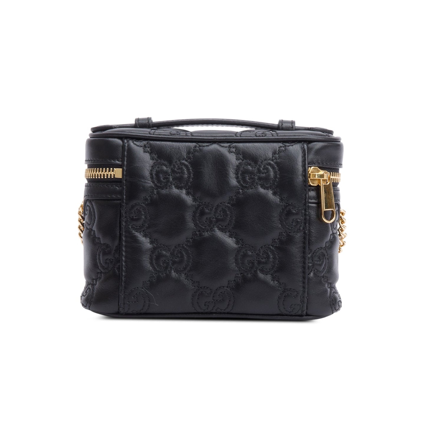 Gucci Black Calfskin GG Matelasse Leather Mini Top Handle Bag