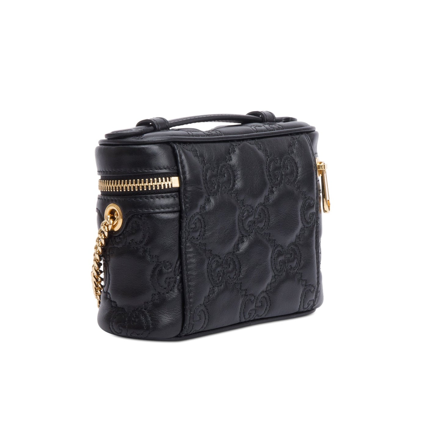 Gucci Black Calfskin GG Matelasse Leather Mini Top Handle Bag