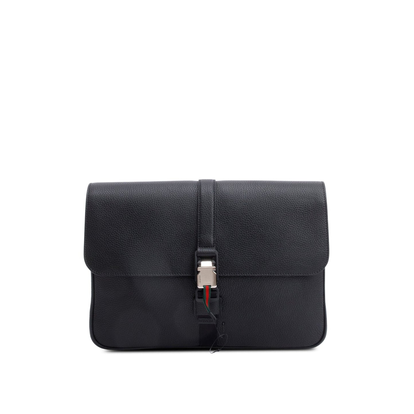 Gucci Black Calfskin Leather Web Medium Business Case