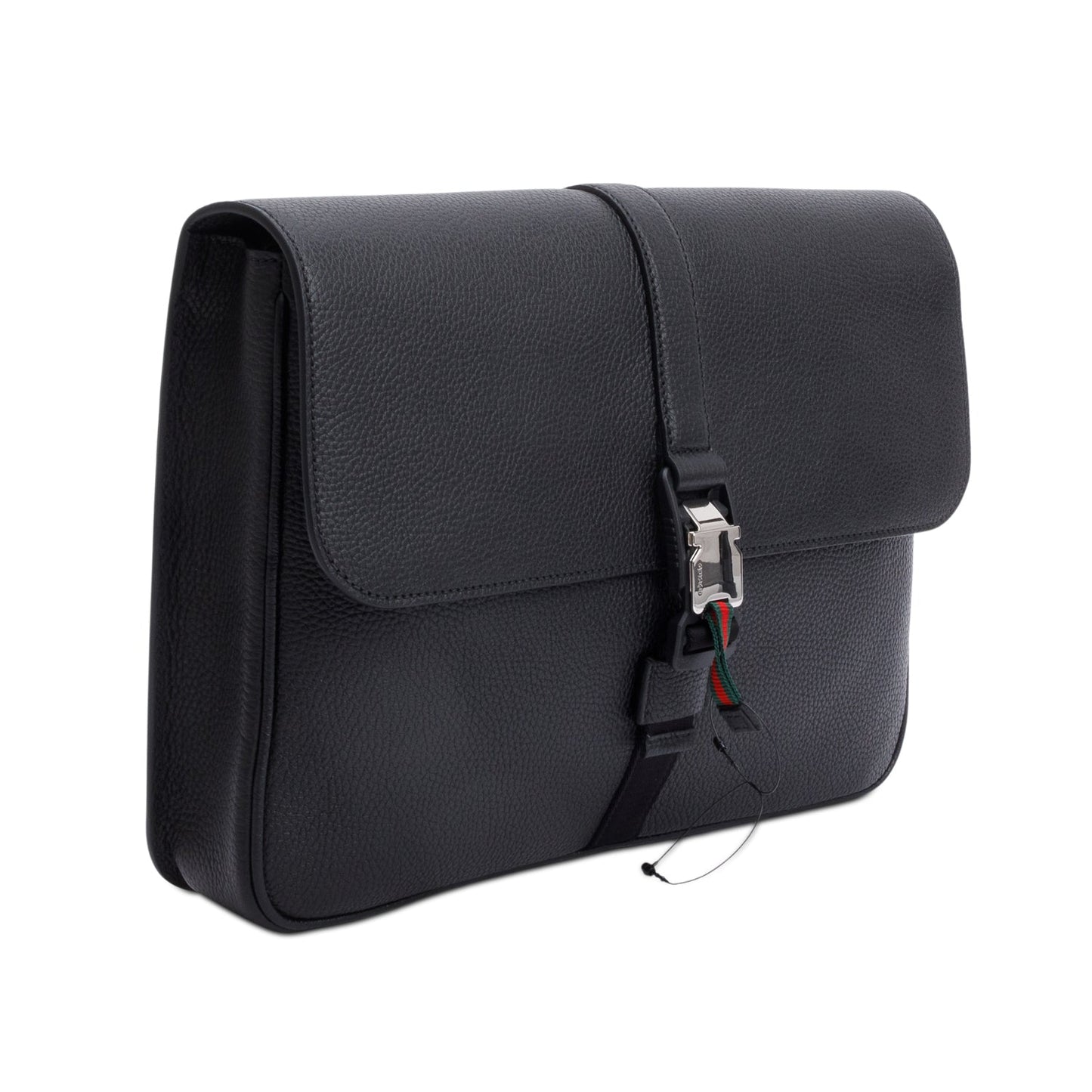 Gucci Black Calfskin Leather Web Medium Business Case