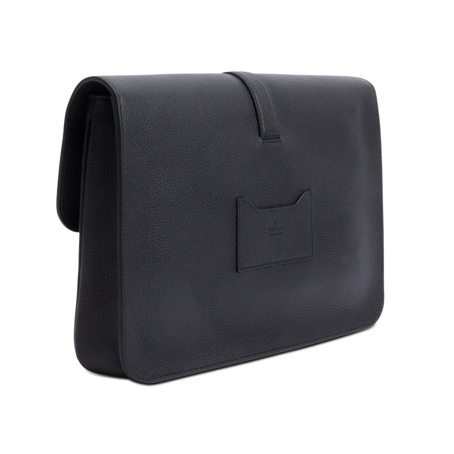Gucci Black Calfskin Leather Web Medium Business Case