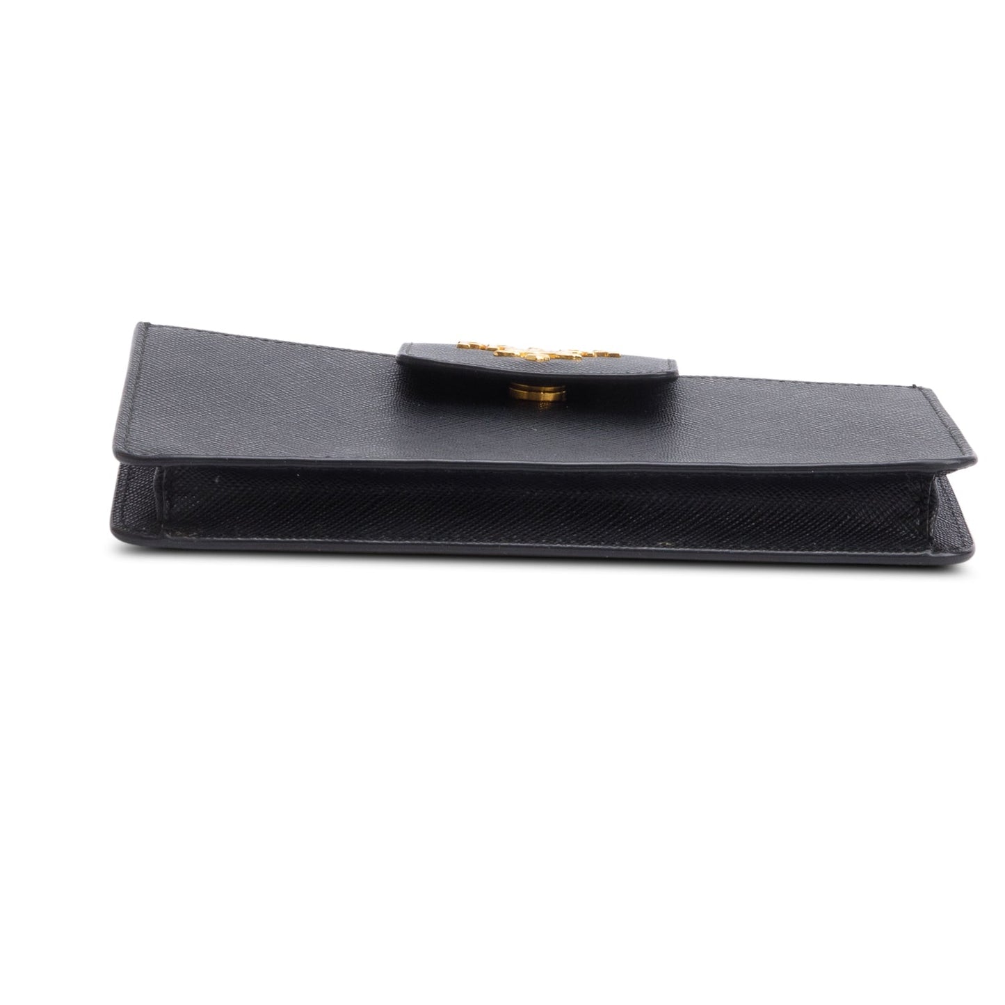 Prada Black Saffiano Metal Leather Wristlet Wallet